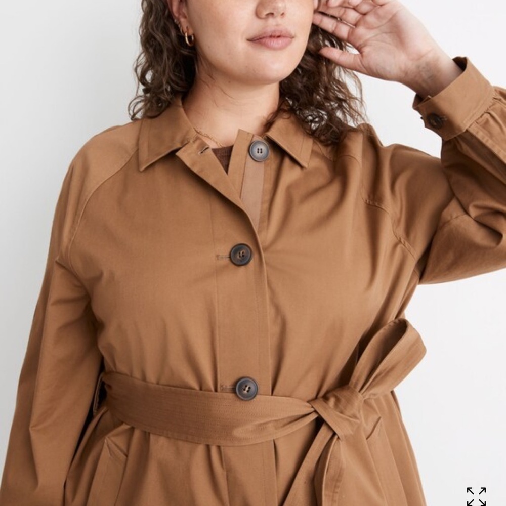 NWOT! Madewell Montrose Belted Trench Coat with Bubble Sleeves - Brown - Picture 3 of 14